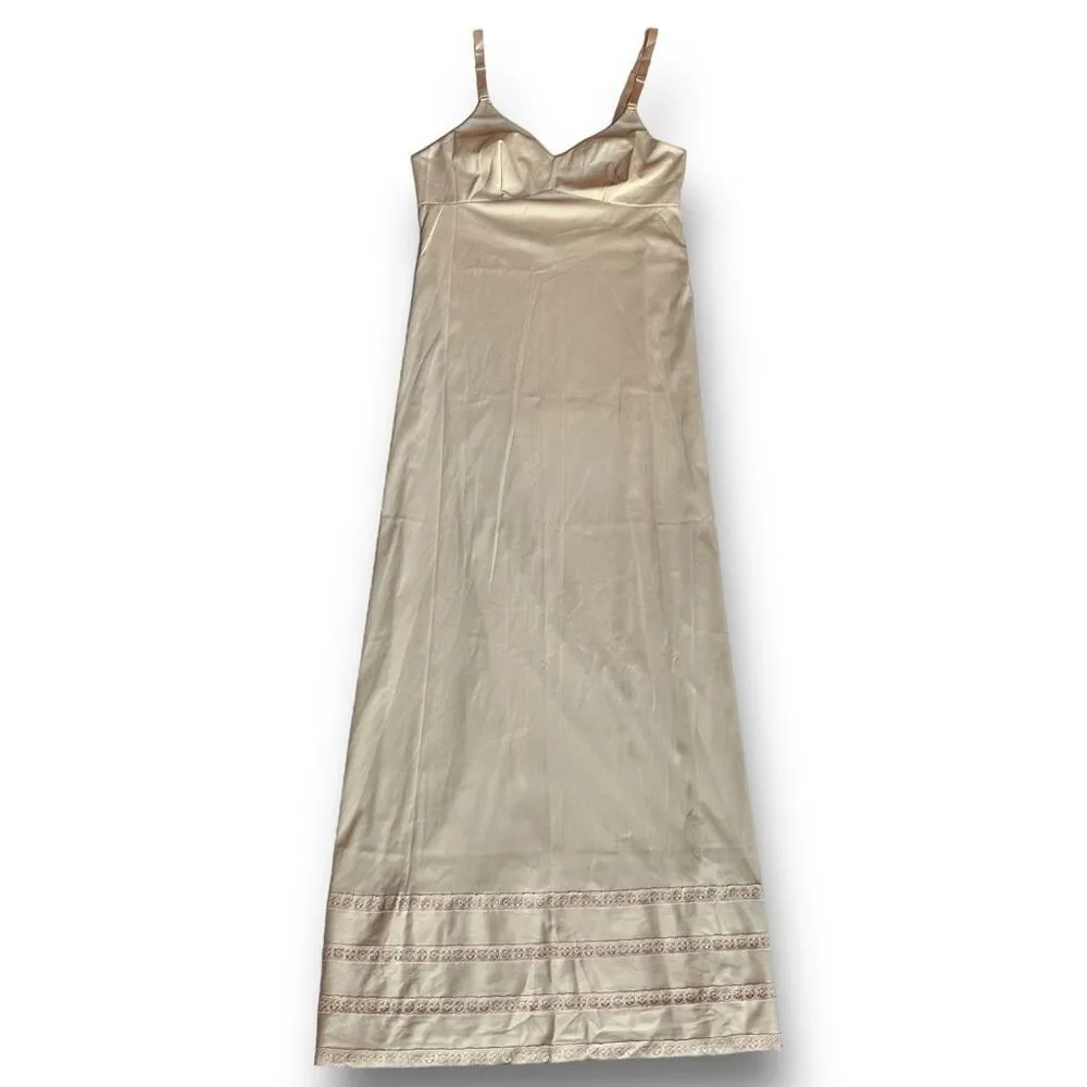 Vintage Elegant Gossard Artemis Nude Nylon Nightgown Slip Lace Size 36 Small 60s